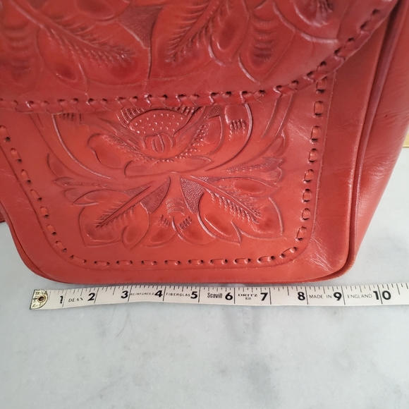 Hand Tooled Burnt Orange Leather Mexico - Picture 11 of 16
